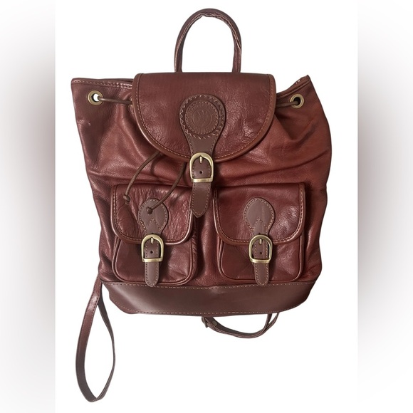 Brown Genuine Leather Backpack,Lavirazione Artigianale, real leather ITALY - Picture 1 of 12